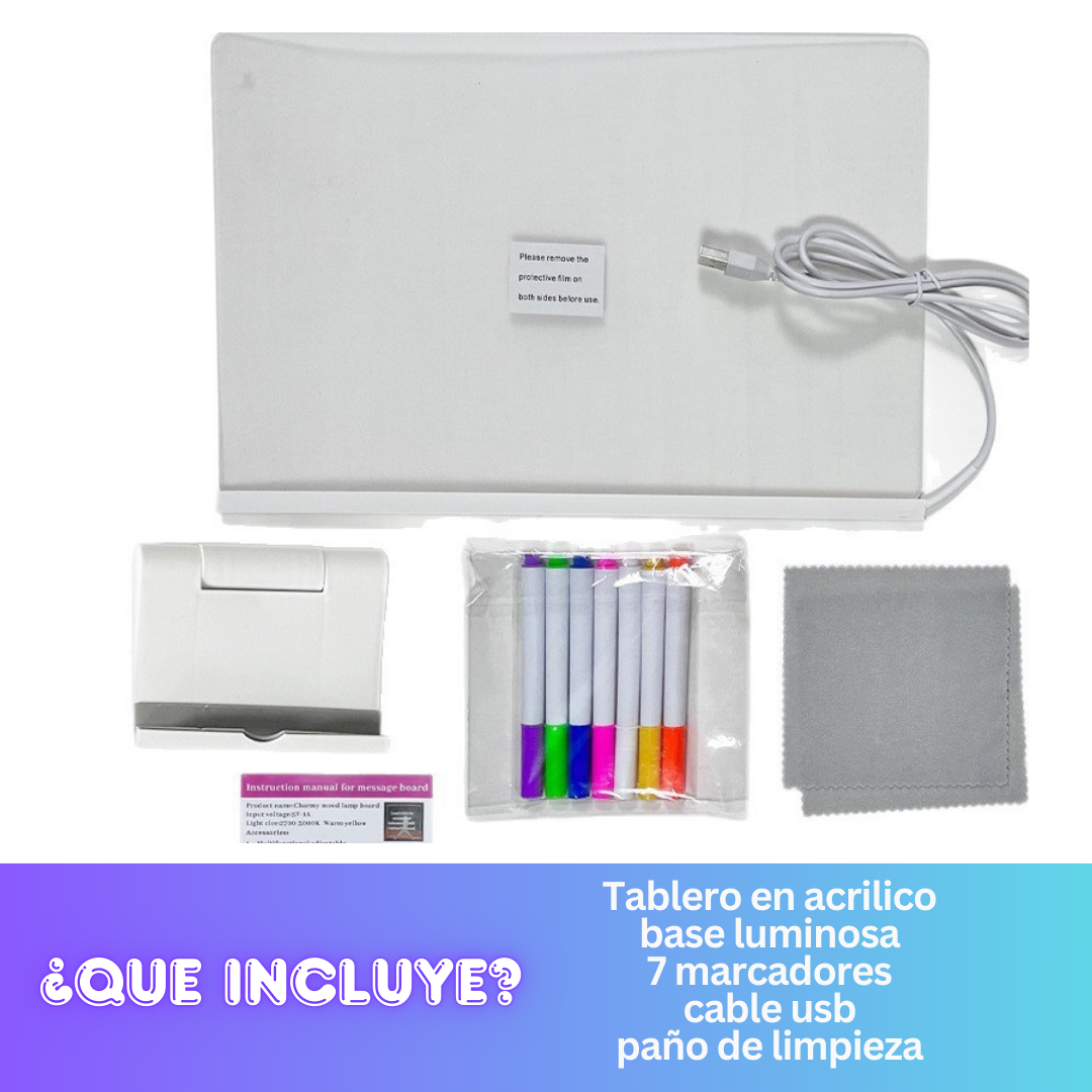 Tablero mágico de luz led + 7 marcadores