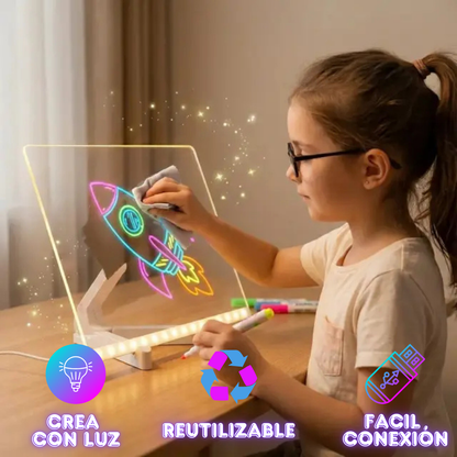 Tablero mágico de luz led + 7 marcadores